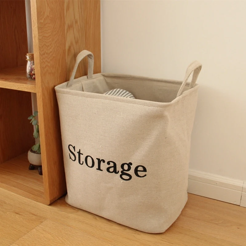 Складная льняная хлопковая корзина для хранения грязной одежды в японском стиле
