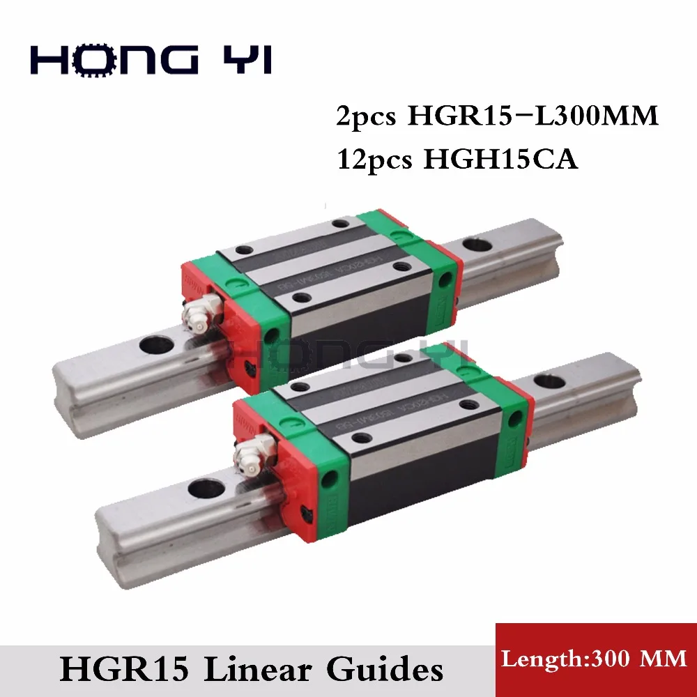 100% новый HIWIN Линейная направляющая HGR15 300 мм рельс с 12 шт HGH15 CA узкий тип блоков|hiwin