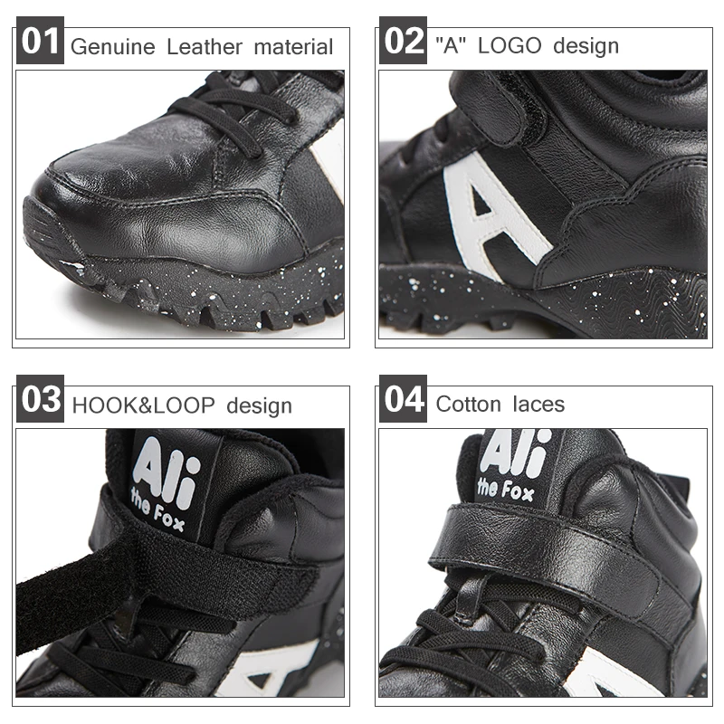 Fashion Winter Keep Warm Boys Shoes Genuine Leather Casual Sport Kids Children Light Waterproof School Sneakers Size 26-30 | Детская