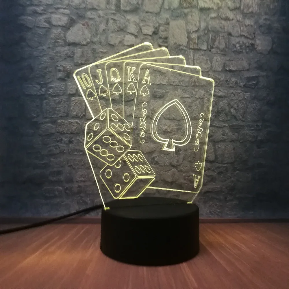 Креативный 3D светодиодный USB светильник волшебник украшение Техасский HOLD EM Dice Poker