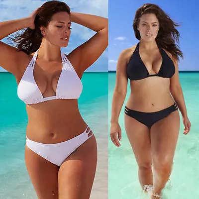 2017 Плюс Размер комплект бикини с низкой талией пуш ап купальник большой размер