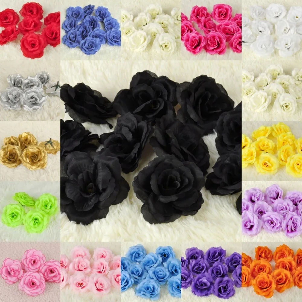 

50Pieces 7.5cm Chinese Rose Head Artificial Silk Flower Party Wedding Home Decoration 18colors