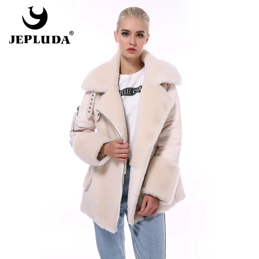 JEPLUDA 100% Натуральная ШерстьTeddy Куртка Зимняя Женская Косуха с Бух Комбинируйте