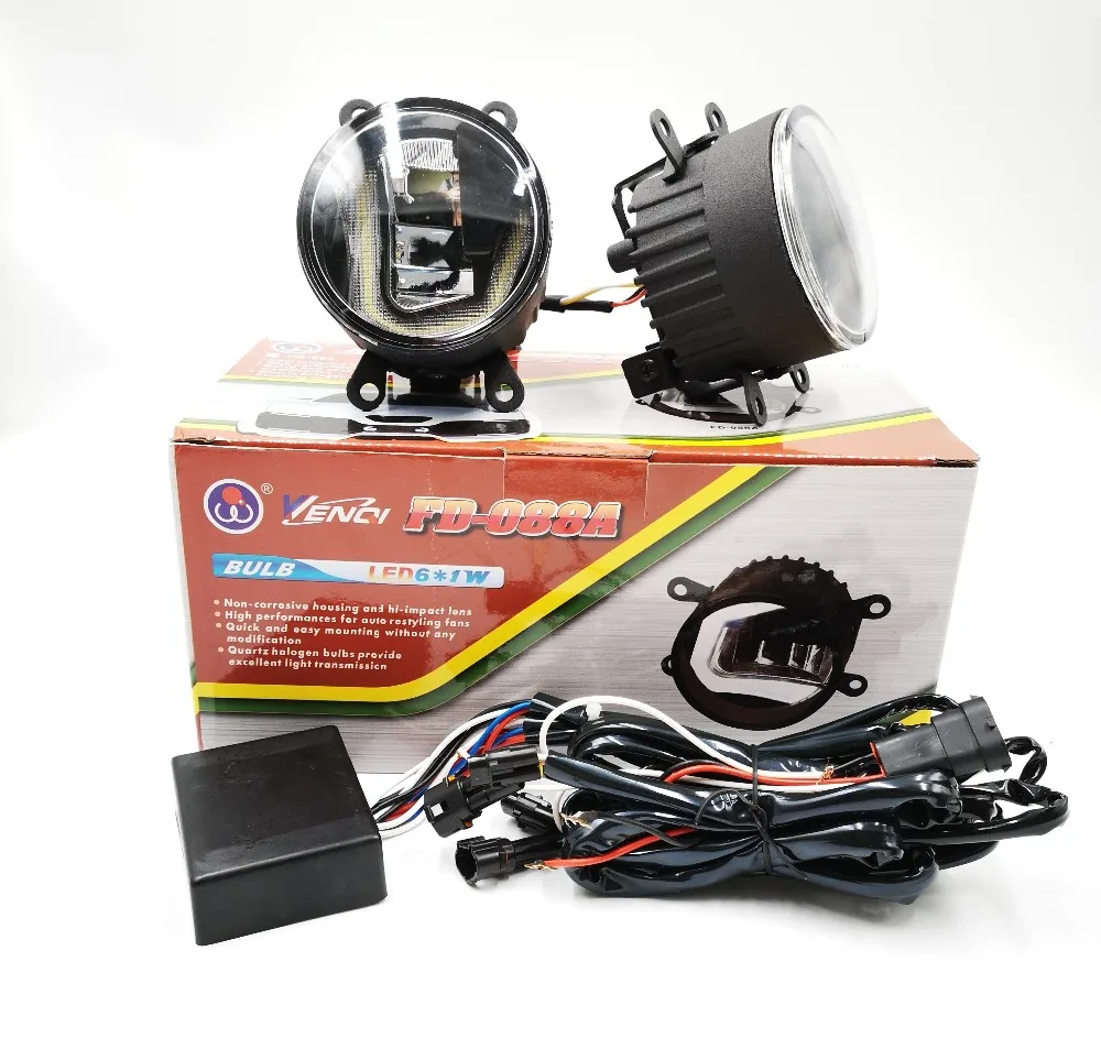 3-IN-1 Functions LED DRL Daytime Running Light Car Projector Fog Lamp with yellow signal For Mitsubishi Triton L200 2013 -2017 | Автомобили
