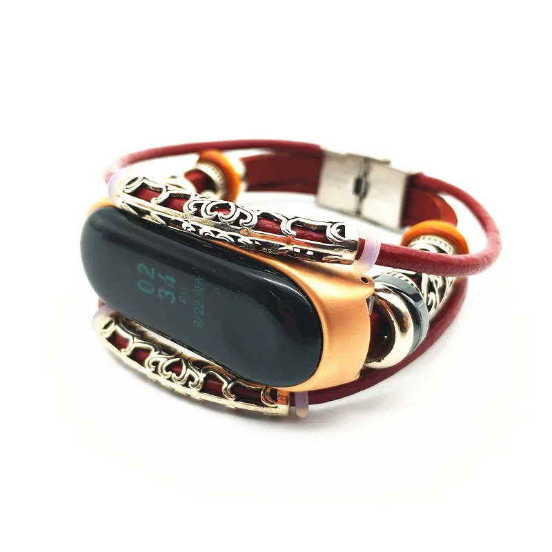 Miband3(Matte case) Женские часы-браслет для Xiaomi Mi группа 4 3 2 ремешок на запястье винтажный Ювелирный Стиль Натуральная кожа ремешок для Xiaomi Mi группа 4 3 2 - Цвет ремешка: Miband3(Matte case)
