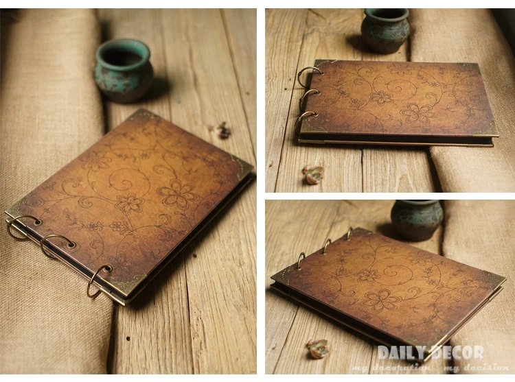 Высокое качество Vintage DIY a4 фото альбом ручной Водонепроницаемый Жесткий Картон Фотоальбом с медное кольцо