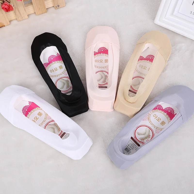 Модные однотонные короткие носки женские летние тапочки низкие Нескользящие