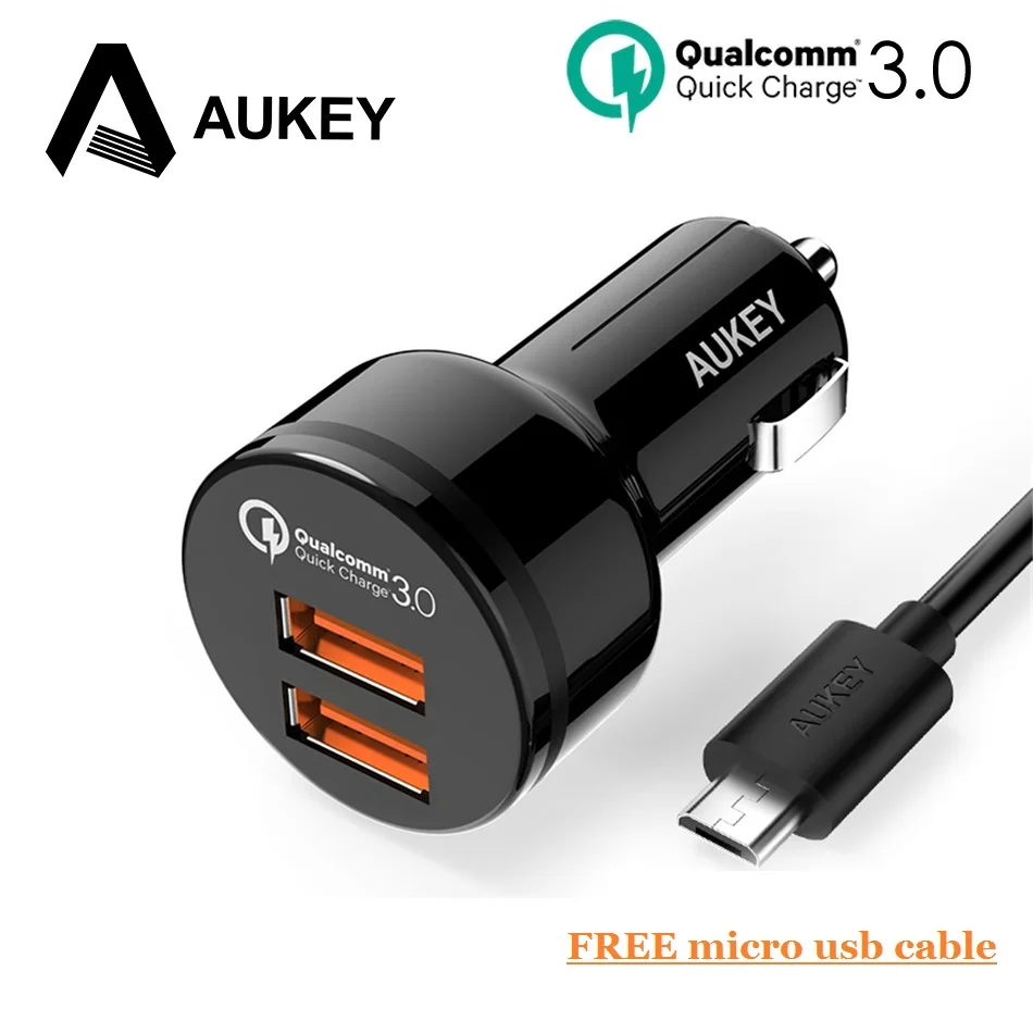 AUKEY USB быстрый автомобиль Зарядное устройство 36 Вт Quick Charge QC3.0 двойной 2 Порты и
