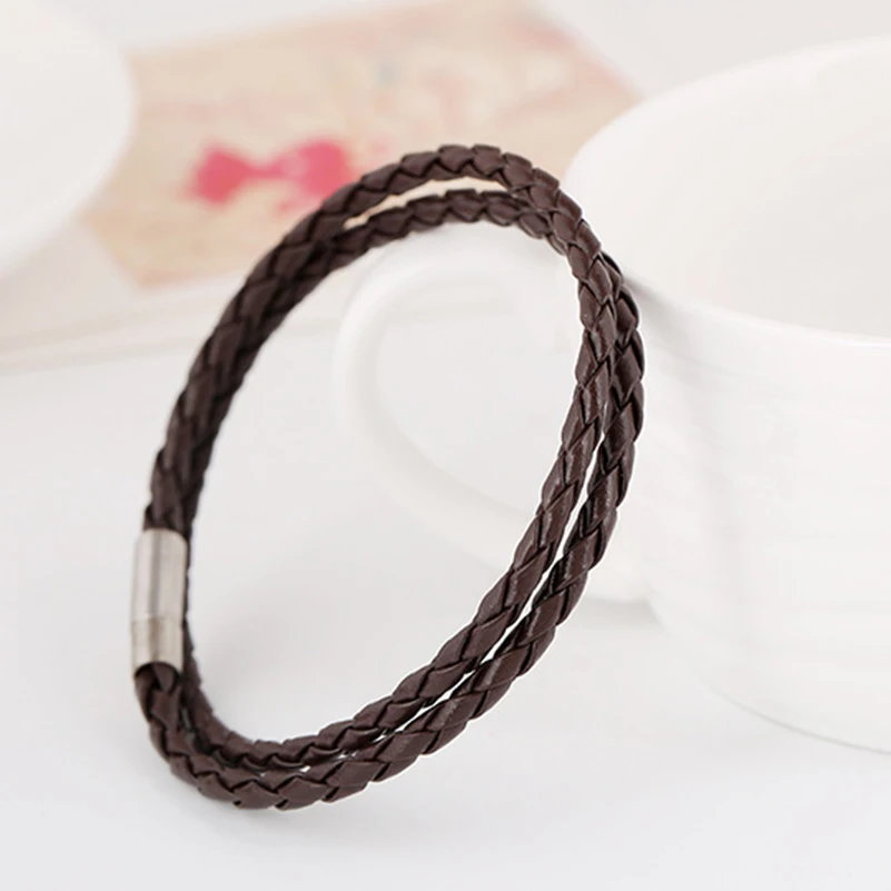 Многослойные браслеты для мужчин и женщин кожаный плетеный браслет на цепочке