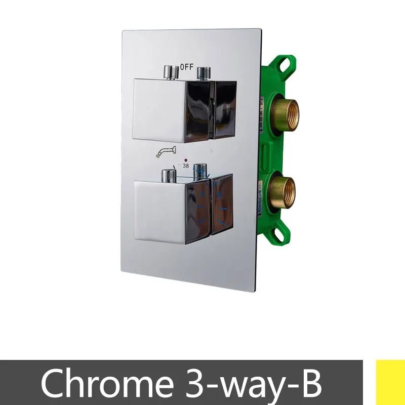 chrome 3 way B Термостатический смеситель горячей и холодной воды для душа зеленая коробка 2/3 способ настенное крепление для ванной комнаты Аксессуары для душа хром полированный или ORB цвет - Цвет: chrome 3 way B