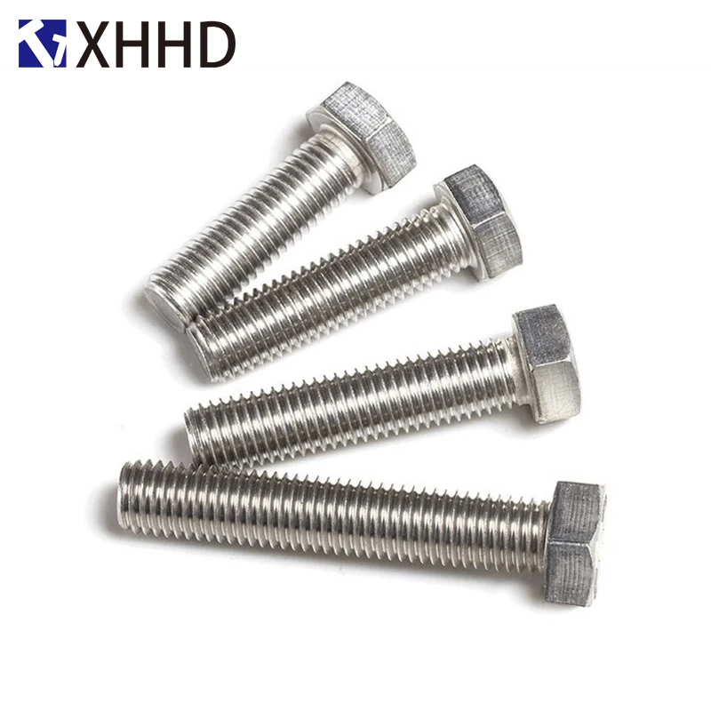 DIN933 Hex болты с плоской головкой нить метрический шестигранный крепежные винты 304