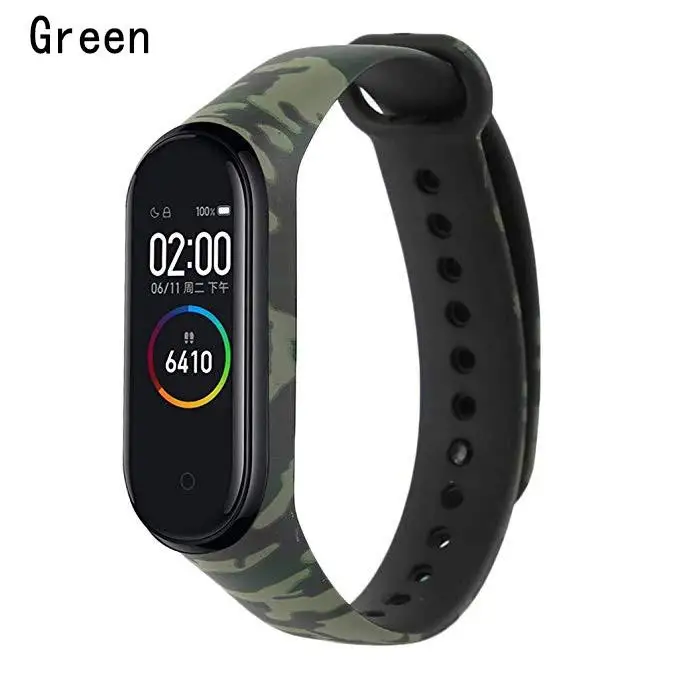 Green Camouflage Mi band 4 ремешок Камуфляжный, силиконовый сменный ремешок на запястье для Xiaomi mi Band 4 mi band 4 Смарт-часы аксессуары наручный ремешок - Цвет ремешка: Green Camouflage