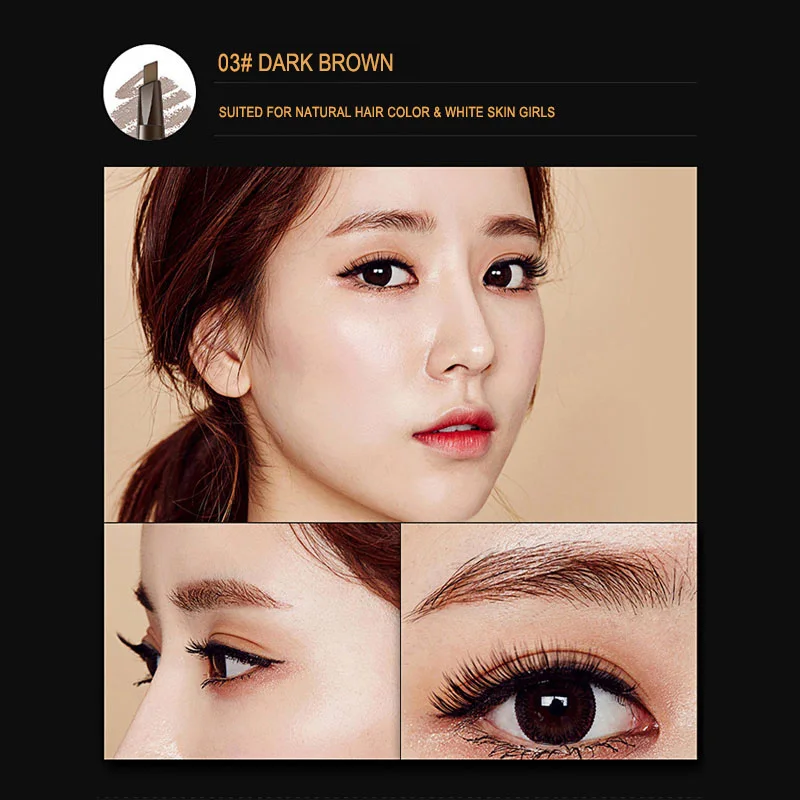 03 Dark Brown BIOAUNT 1 шт., профессиональный женский карандаш для бровей, макияж, водостойкий, автоматический микроблейдинг, карандаши для бровей, хорошая мебель и высокое качество - Цвет: 03 Dark Brown