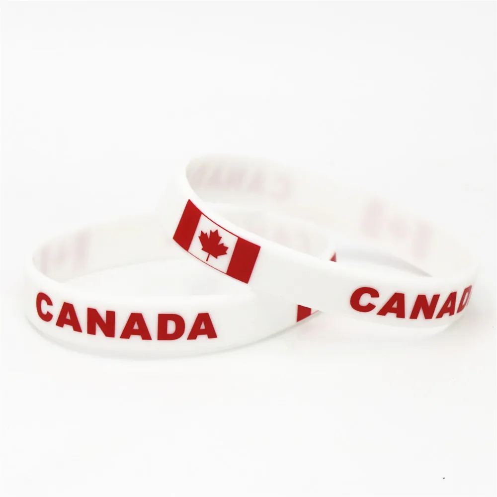 

1PC Canada Flag Silicone Wristband Football Soccer Team Fans Sports Elastic Rubber Bracelets&Bangles Armband SH239