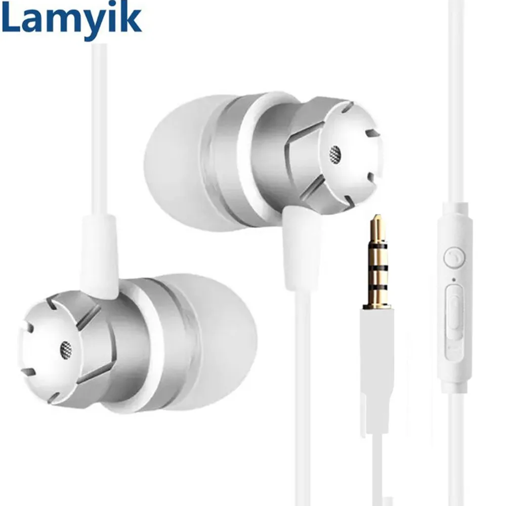 Lamyik Turbo Design Earphones Metal Earbuds Stereo Super Bass Headset Running Handsfree With Mic 3.5mm AUX Universal Smartphone |