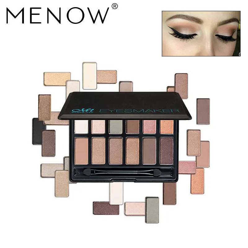 Menow бренд Make Up Set обнаженной тени для век Палитры и мягкая голова Подводка глаз