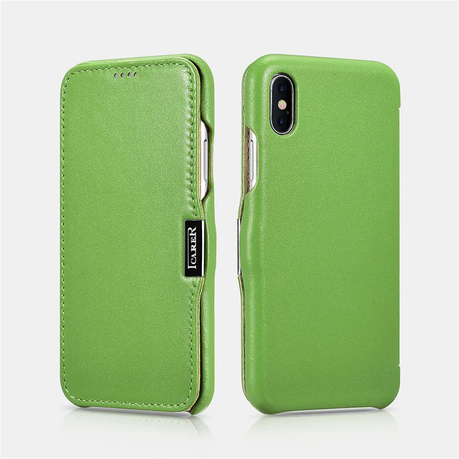 ICarer Роскошный чехол-книжка из натуральной кожи с боковым открытием для iPhone X XS MAX XR
