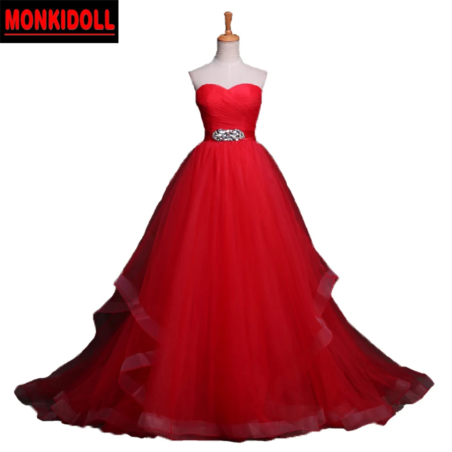 Лидер продаж красный свадебное платье бальное пикантные женские бисером