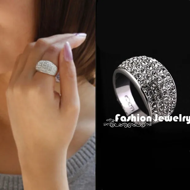 Новое шикарное модное женское маленькое серебряное кольцо с кристаллами стразы