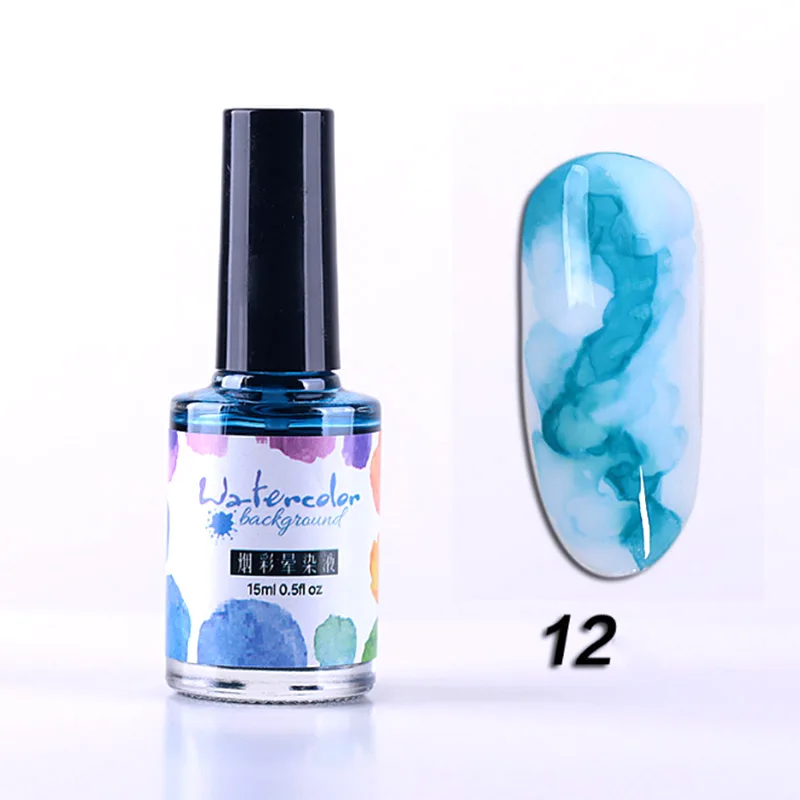 12 1/3 шт DIY акварельные чернила лак для ногтей гель с рисунком цветения дым Smudge лак для маникюра WH998 - Цвет: 12