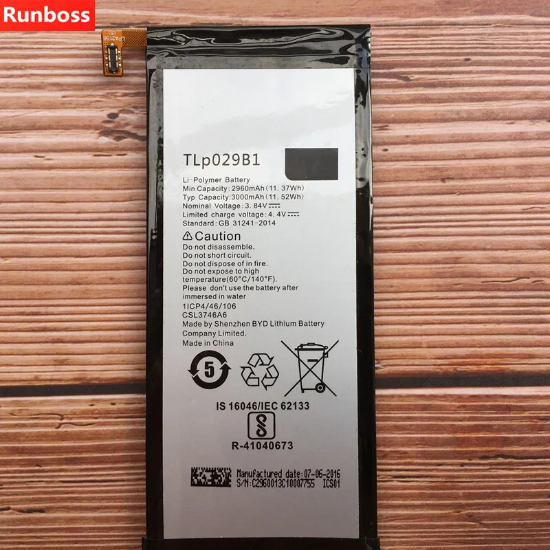 Аккумулятор TLp029B1 2960 мАч для Alcatel OT 5095/5095B/5095I 5095K/L/Y Touch Pop 4S встроенная литий ионная