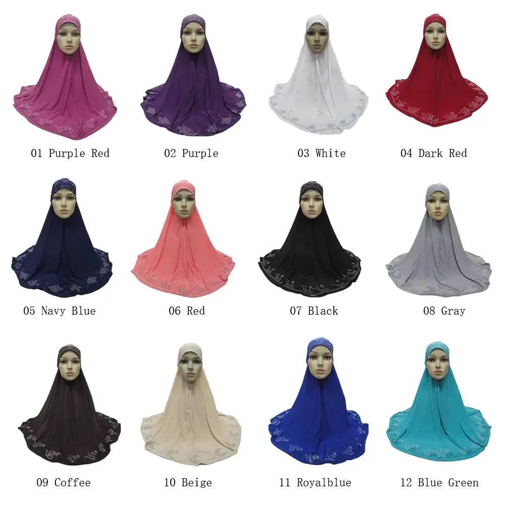 Один кусок Hijab шарф Мусульманский Amira молитва Khimar шляпа Женщины исламский головной убор над головой тюрбан, головной платок полное покрытие поклонения службы