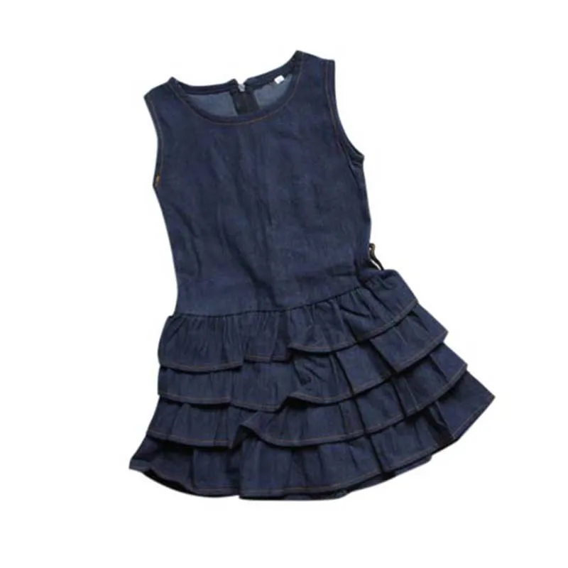 2pcs Baby girl Dress Jacket Suits belt kids Summer Denim vest dress Children Girls clothes Jeans 2-7 Y |