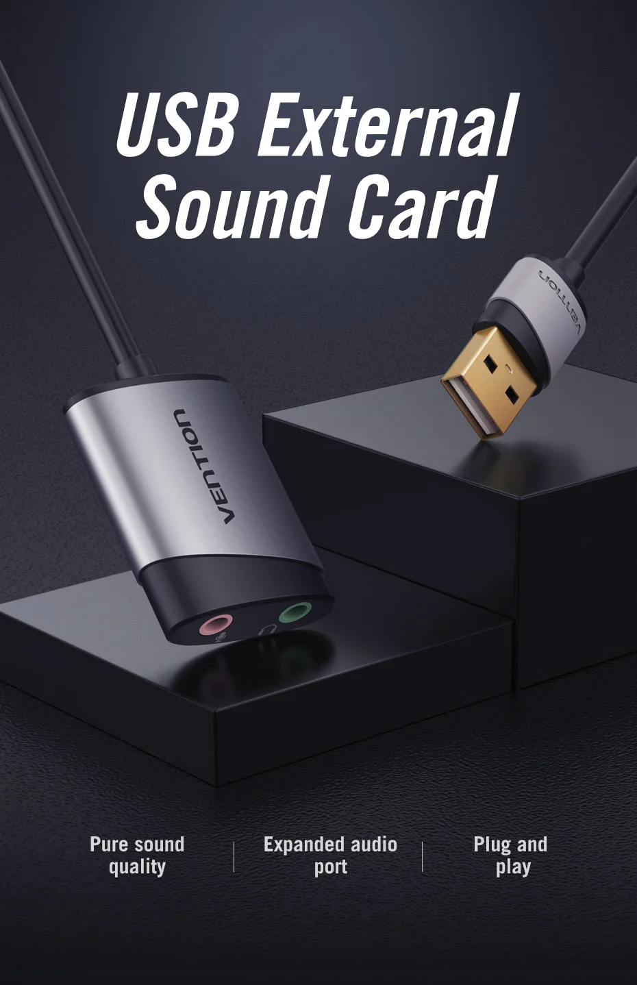 Vention USB внешняя звуковая карта 3,5 мм USB адаптер USB для микрофона динамик аудио интерфейс для Macbook ноутбука ПК USB звуковая карта