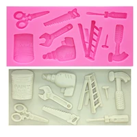 m0517 fda good quality electric power ladder scissors wrench shaped silicone mold sugar 3d fondant cake decoration