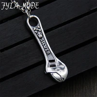 jinse mens necklaces charms s925 sterling silver mechanic wrench tool pendant for men hip hop biker antique silver color 1655mm