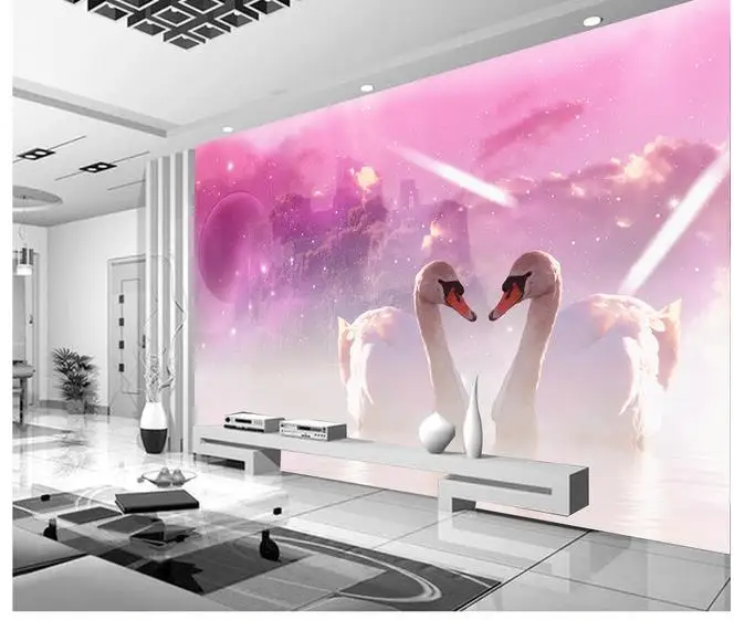 Пользовательские 3d обои Розовый Лебедь фон для гостиной индивидуальные ванной |