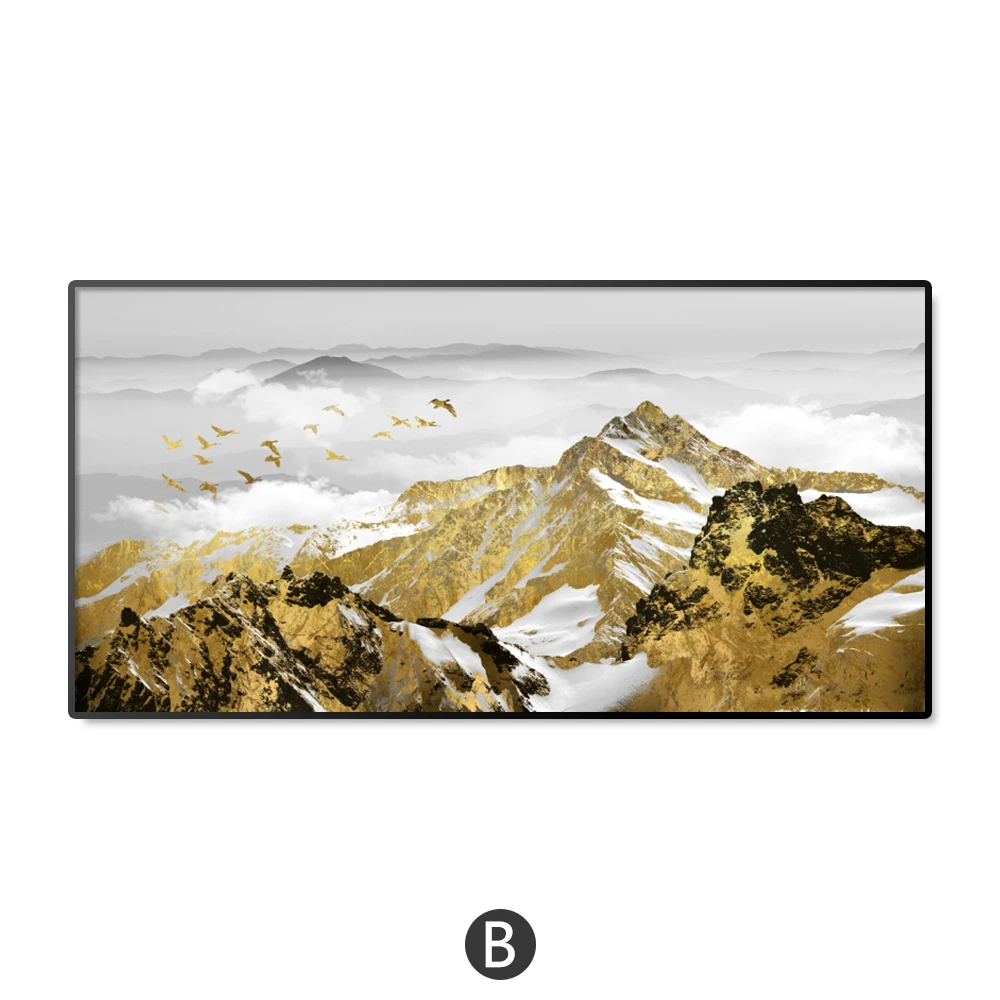 Абстрактная Золотая Снежная гора, холст, картина, AsenArt