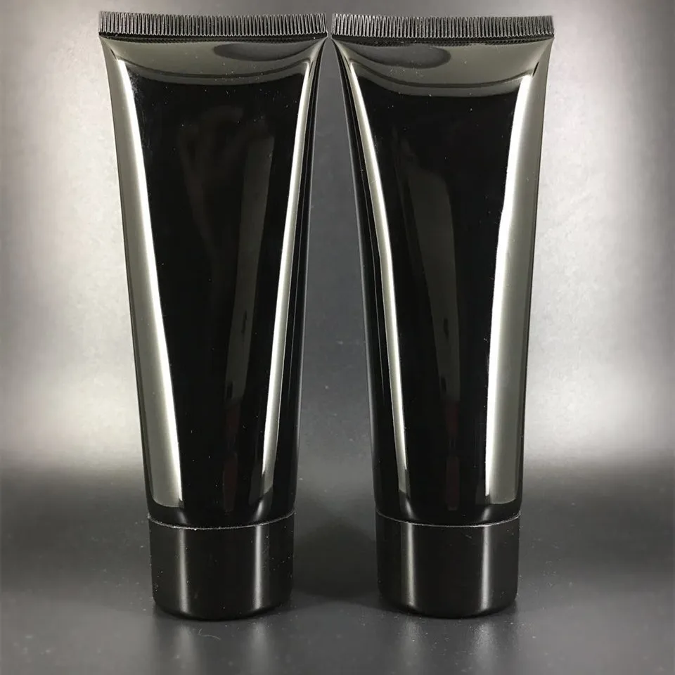 

300pcs/lot 100g/100ml Soft Empty Bright Black Cosmetic Cream Containers Shampoo Facial with different caps