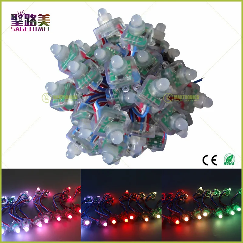 100 шт./лот DC5V 12 мм 2811 квадратный диффузный цифровой ws2811 Addressable RGB Светодиодная