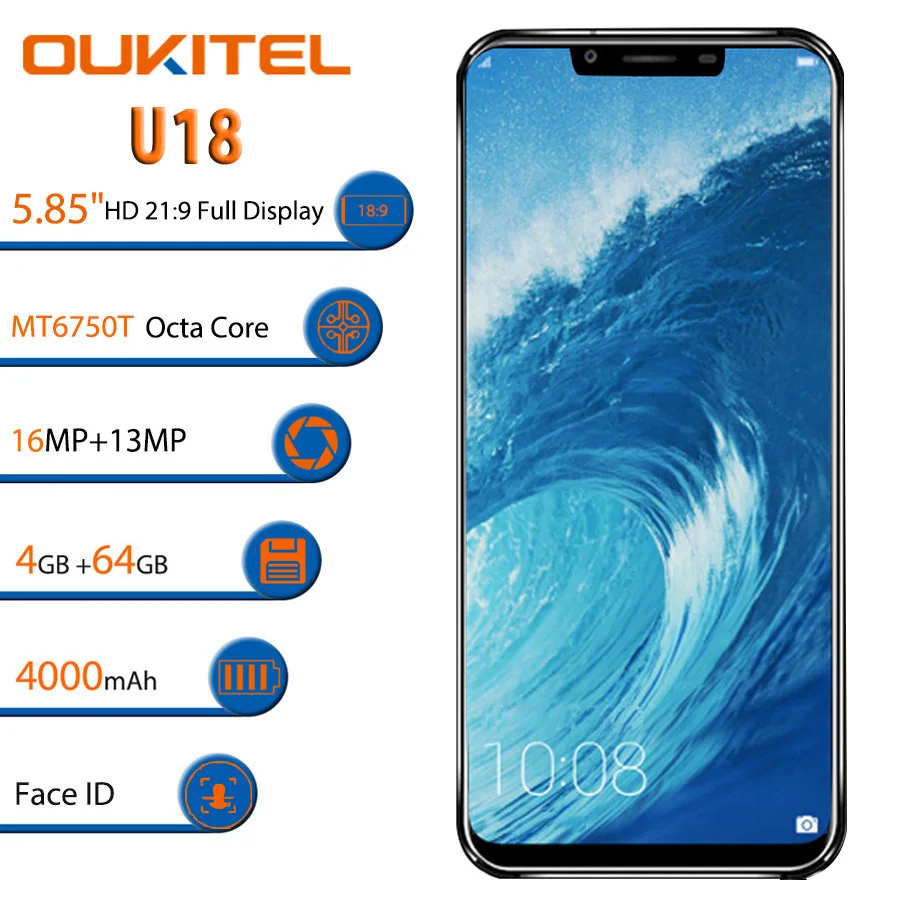 Оригинальный мобильный телефон Oukitel U18 5 85 дюйма 21:9 полный дисплей распознавание