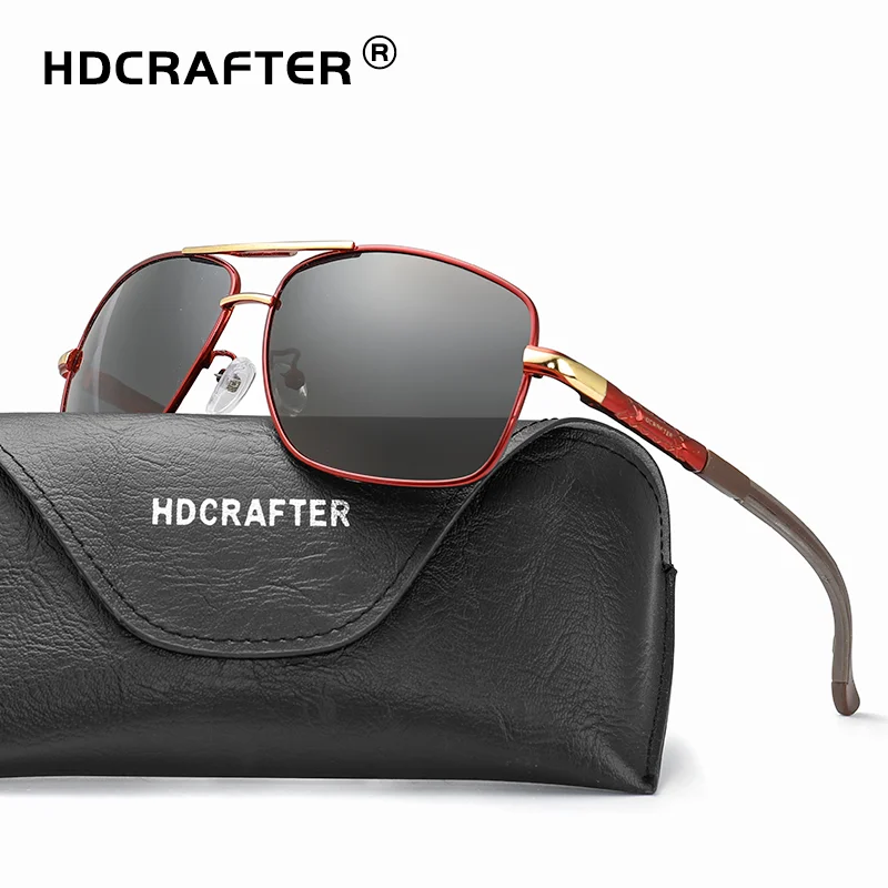 Брендовые мужские солнцезащитные очки поляризационные прямоугольной формы uv400