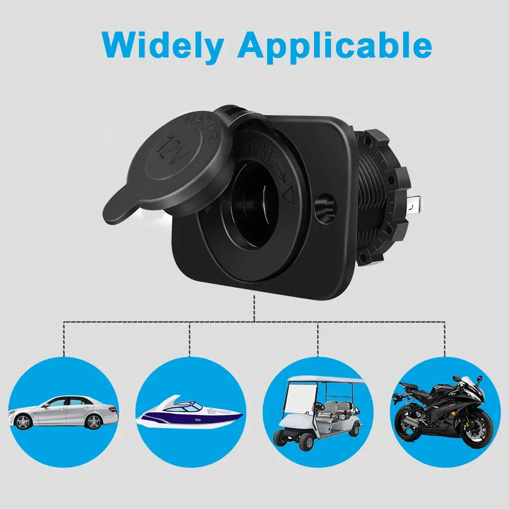 2 PCS Cigarette Lighter Socket, Waterproof Marine Grade 12V DC Outlet for Motorbike Car Scooter