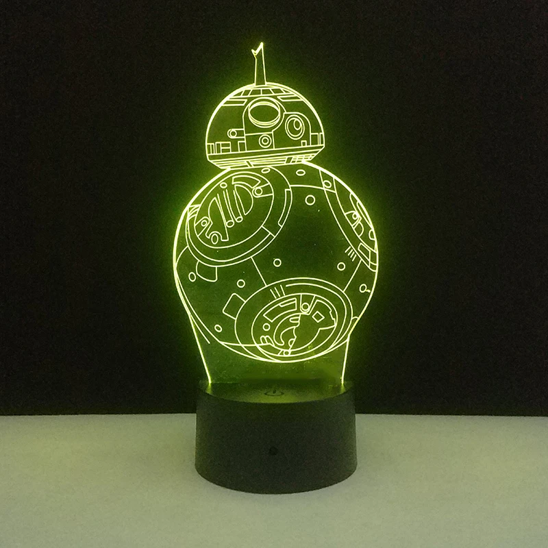 3D креативный светильник BB8 светодиодсветильник лампа с USB 7 цветов для спальни