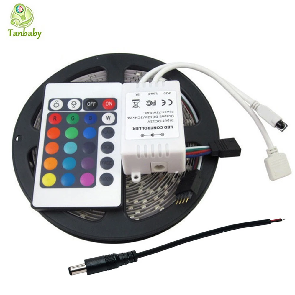 Не-водонепроницаемая 5 м Светодиодная лента 3528 RGB набор DC12V 60LED/M гибкая + 24key