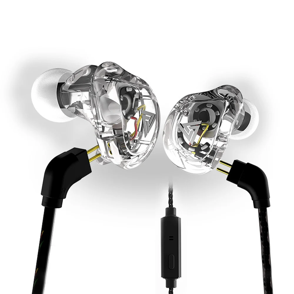 QKZ VK1 наушники HIFI с микрофоном висит уха бег коаксиальный четыре блока сабвуфер