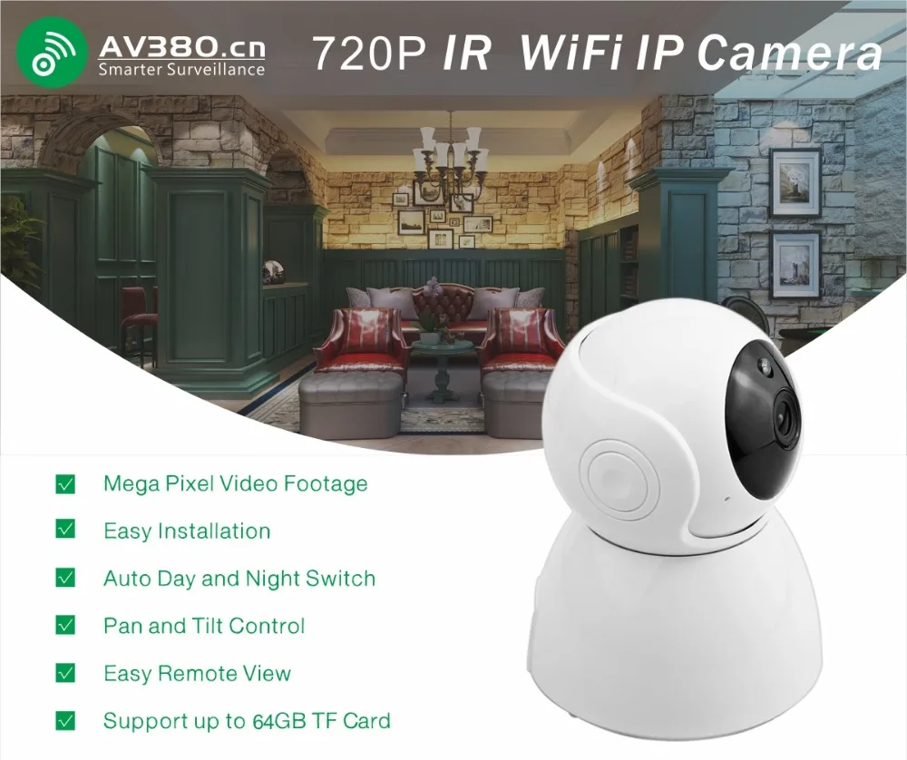 720P панорамирование и наклон 2,4 ГГц Беспроводная ip-камера с видео и аудио записью поддержка 64 ГБ макс для радионяни и няни камеры