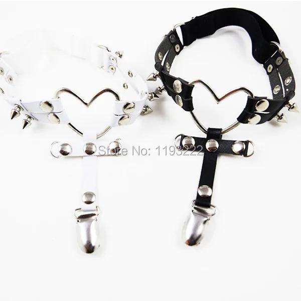 Sexy Punk Gothic Real Leather Garter Harness Large Big Heart Belt Double Studded Cross Leg Ring Loop | Женская одежда