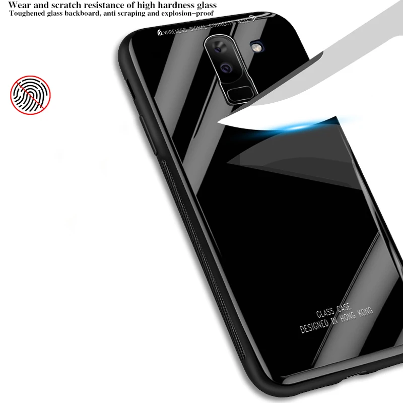 For Samsung Galaxy J6 Plus Case J610F SM-J610F Business Solid color Glass + TPU Ultra Thin Phone Cover Prime Coque | Мобильные