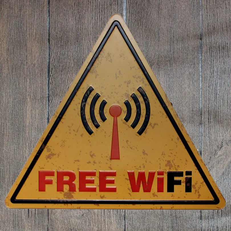 Бесплатный Wi Fi опасности металлический нерегулярные признаки Винтаж рекламного