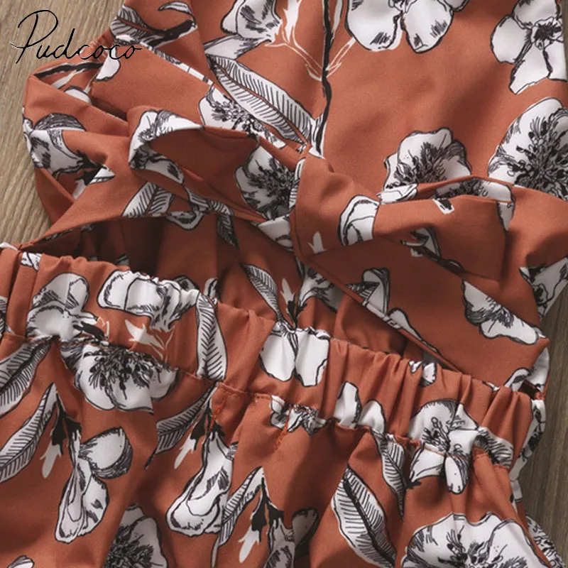 Pudcoco бренд хлопок для малышей маленьких девочек цветочный узор комбинезон костюм