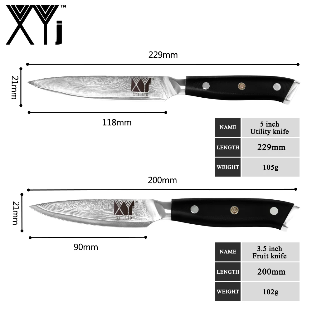 XYj 3 5 ''Дамасские кухонные ножи для очистки овощей и фруктов с рукояткой G10 VG10