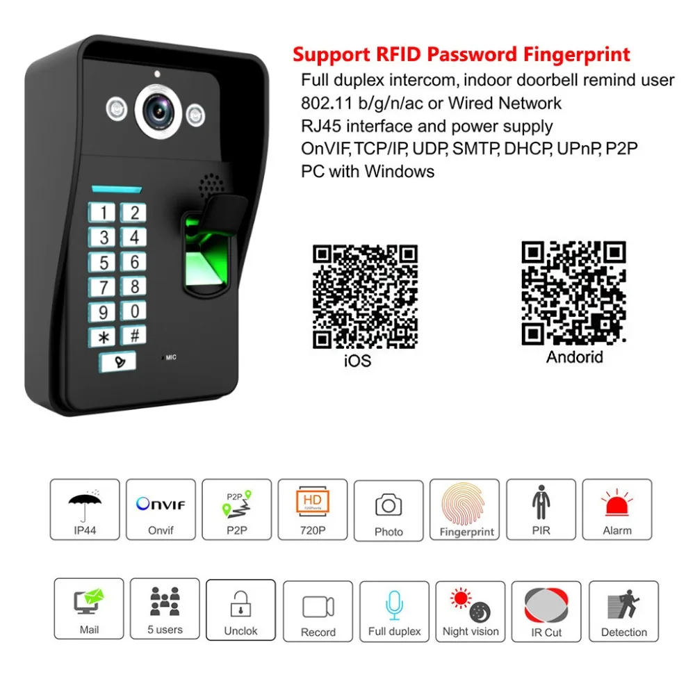 Беспроводной Wi Fi IP цифровой 720P камера видео дверной звонок Домофон RFID брелок
