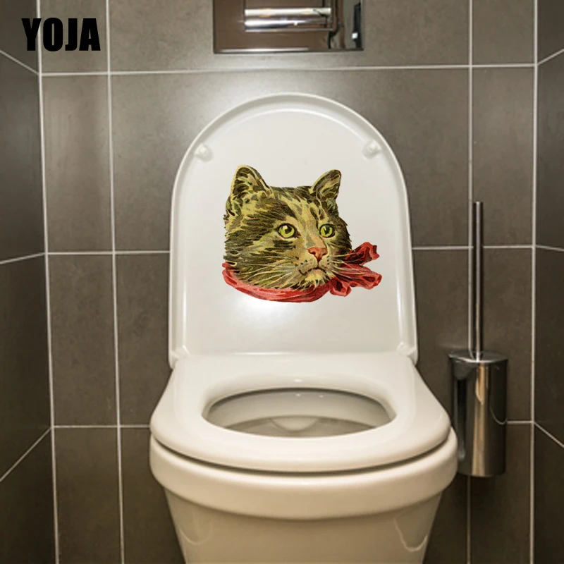 YOJA 24*20 7 см голова кошки Настенная Наклейка с животным наклейки для унитаза
