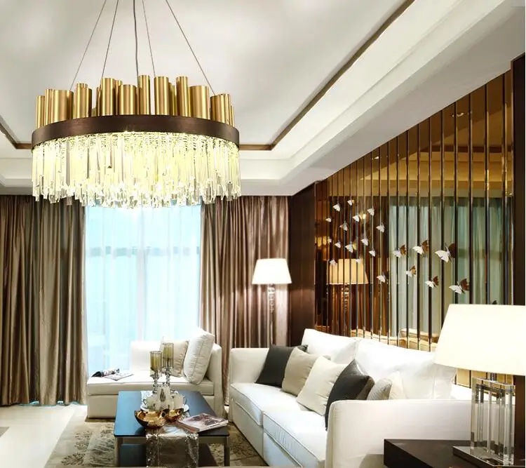 Роскошный современный светодиодный хрустальный светильник из нержавеющей стали