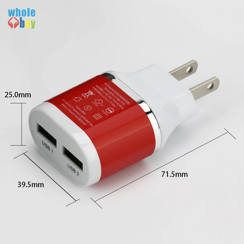 5 в 1A 2A цветное двойное зарядное устройство с двойным USB питанием AC настенное